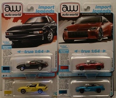 4 Auto World Import Legends 1:64 Diecast Car Lot - Supra, Conquest, Z, Eclipse