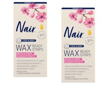 Nair Hair Remover Wax Ready Strips, Legs  Body, 40 strips  2 count