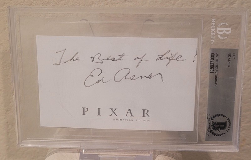 BAS-Beckett-Ed Asner Encapsulated  Signed Slabbed Autograph Index Card-inscribed