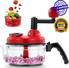 Food Chopper Hand Crank Food Processor Chopper Vegetable Quick Chopper