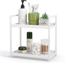Bathroom Counter Organizer Vanity Storage Countertop Shelf, Small White  2 Tier