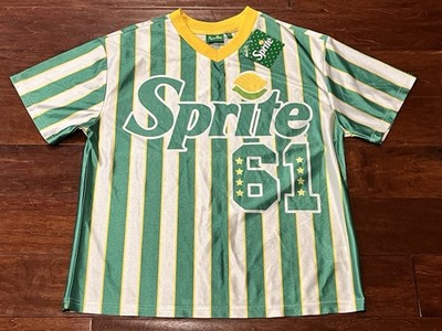 Sprite Soda Pop Green White Striped Mens Women's Medium #61 V Neck Soccer Jersey