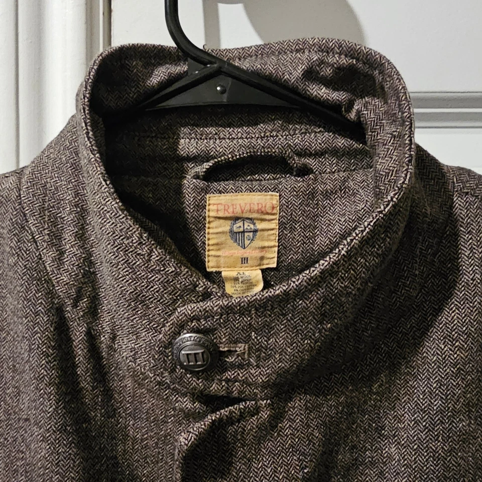 Chaqueta Blazer Trevero Para Hombre XL Marrón Espiga Mezcla Lana Botón Delantero Foto 3 de 4