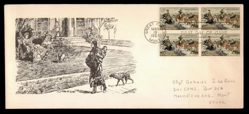 DR WHO 1964 FDC RUSSELL ART BLOCK INDIAN CACHET w30662