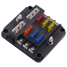 12 Volt Fuse Block Waterproof 6 Circuits with Negative Bus Fuse Box Car Marine