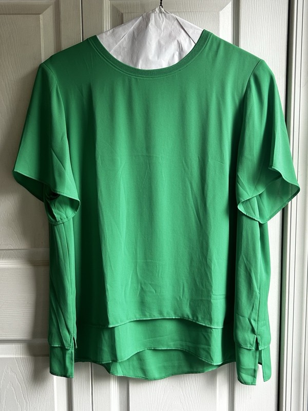 HILARY RADLEY Plus Size Womens DRESSY TOP 2X XXL GREEN & So Pretty!  NEW Unworn!