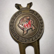 Vintage Maryland Terrapins Golf Divot Tool Money Clip Made In USA Brass
