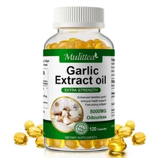 Garlic Extract Oil 5000 mg Cholesterol Health Support Antioxidant 120 Softgels