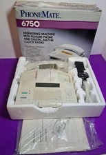 PHONEMATE 6750 New Vintage Retro Answering Machine With FM/AM Radio