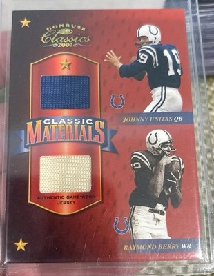2002 Donruss Classics Materials Johnny Unitas/Raymond Berry 009/100 Game Used