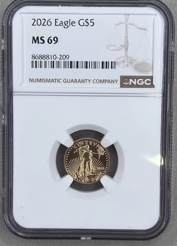 2026 $5 Gold Eagle NGC MS69 1/10 oz American Gold Coin