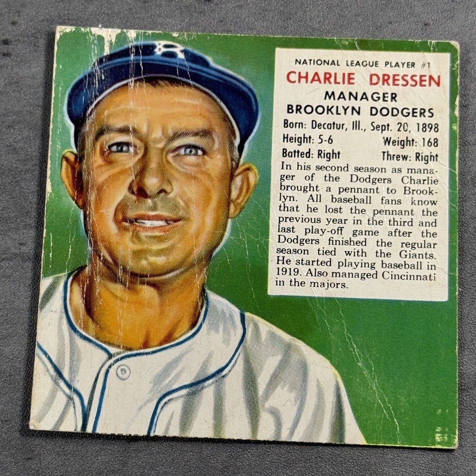 1953 Redman Tobacco Baseball All-Stars #NL1 Charlie Dressen Manager Brooklyn