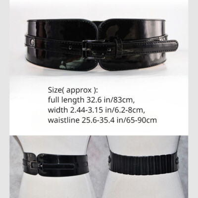 Gold O-Ring Buckle Black Patent Leather Waistbelt Waistband Cincher Coat Belt Buy Black Patent Leather Belt - Gold Rounded Buckle  main image 2