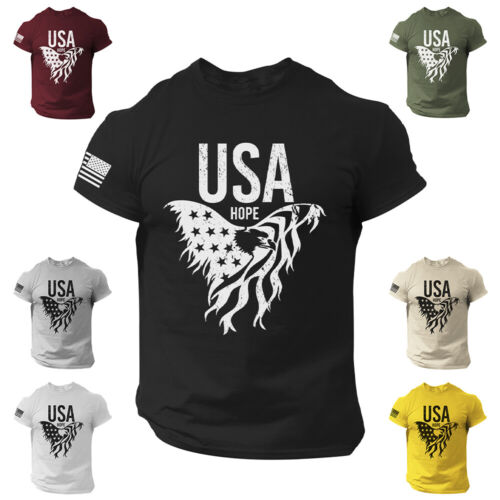 USA Flag EagleT-Shirt Men Patriotic Veteran Military American Tee S-3XL - Picture 1 of 11