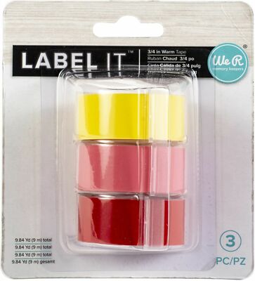 We R Memory Keepers LabelIT .75'' Emboss Tape Rolls 3/Pkg Warm New