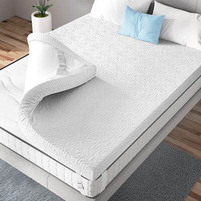 3 Inch Gel Memory Foam Mattress Topper Queen, Medium Firm Foam Mattress Toppe...