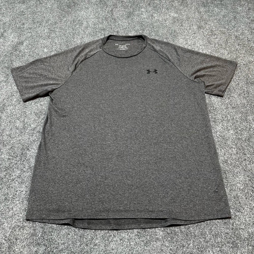 Under Armour Shirt Mens Large Grey Tech Tee Short Sleeve Activewear
