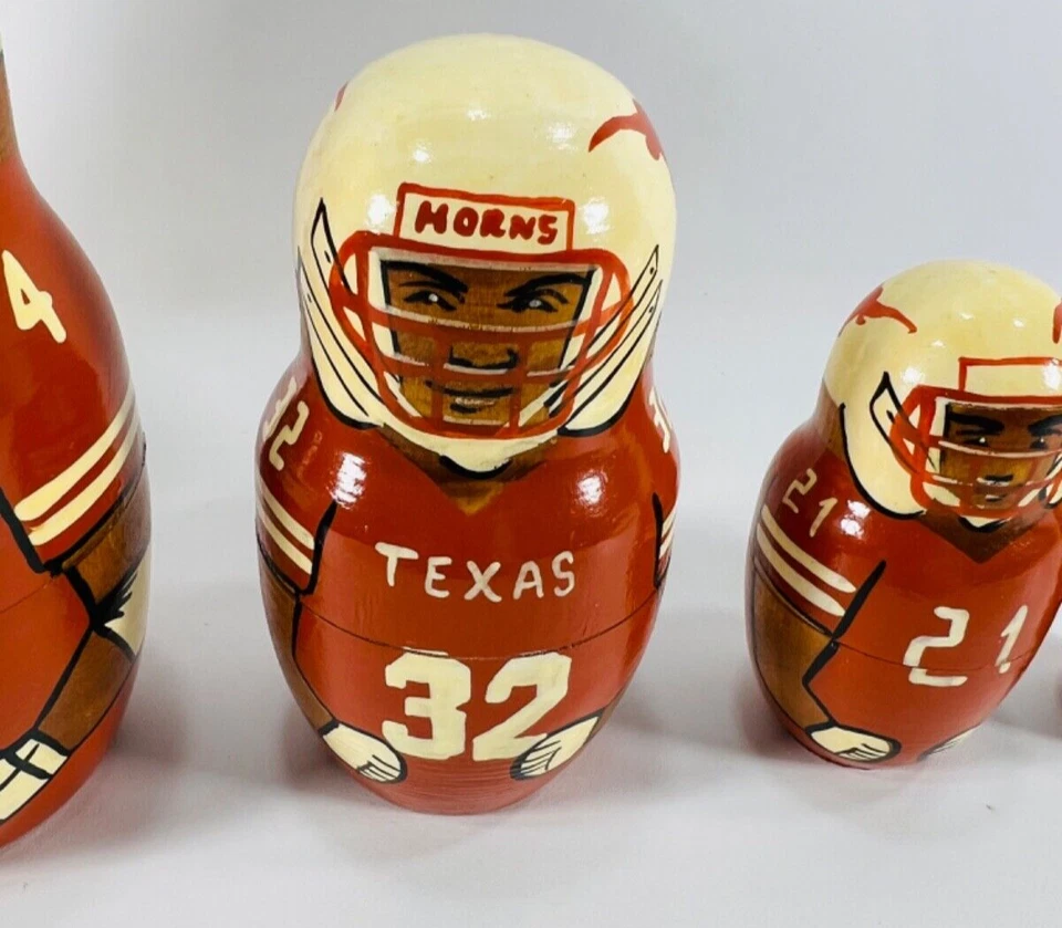 Russian Nesting Dolls VTG (5) Texas Longhorns/Simms/Williams/Benson/Babers/Tubbs - Image 4 of 4