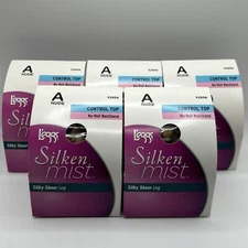 Leggs Pantyhose Silken Mist Silky Sheer Leg Sz A Small Control Top Nude Lot Of 5