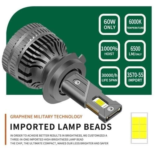 Kit LED H7 No Errore 120W 13000 Lumen CANBUS 6000k Luci LED Auto - Miniatura 3