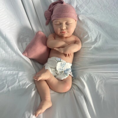 Realistic 22'' Full Silicone Reborn Baby Doll Asleep Newborn Girl Floppy Infant