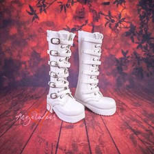 Military Shoes PUNK Long Boots Multi Buckle Lace-up for 1/4MSD 1/3SD BJD Doll