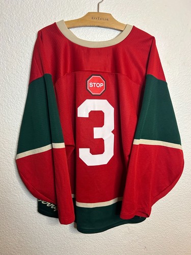 VTG Chicago Showcase #3 Minnesota SP Flo-Knit Red Green Hockey Jersey Mens 2XL - Picture 2 of 6