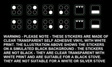 DUAL SET of 4 RING STOVE HOB WHITE PRINT STICKER COOKER DECALS FOR BLACK STOVE