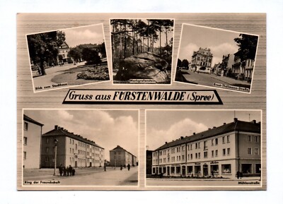 Postcard greeting from Fürstenwalde Spree view to the town house ring of friendship 1968