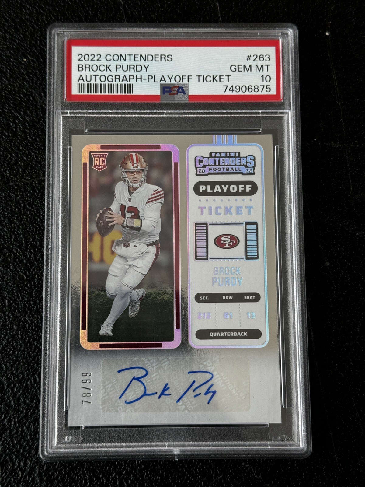 2022 PANINI CONTENDERS PLAYOFF TICKET BROCK PURDY RC AUTO - PSA 10/10 SP 78/99