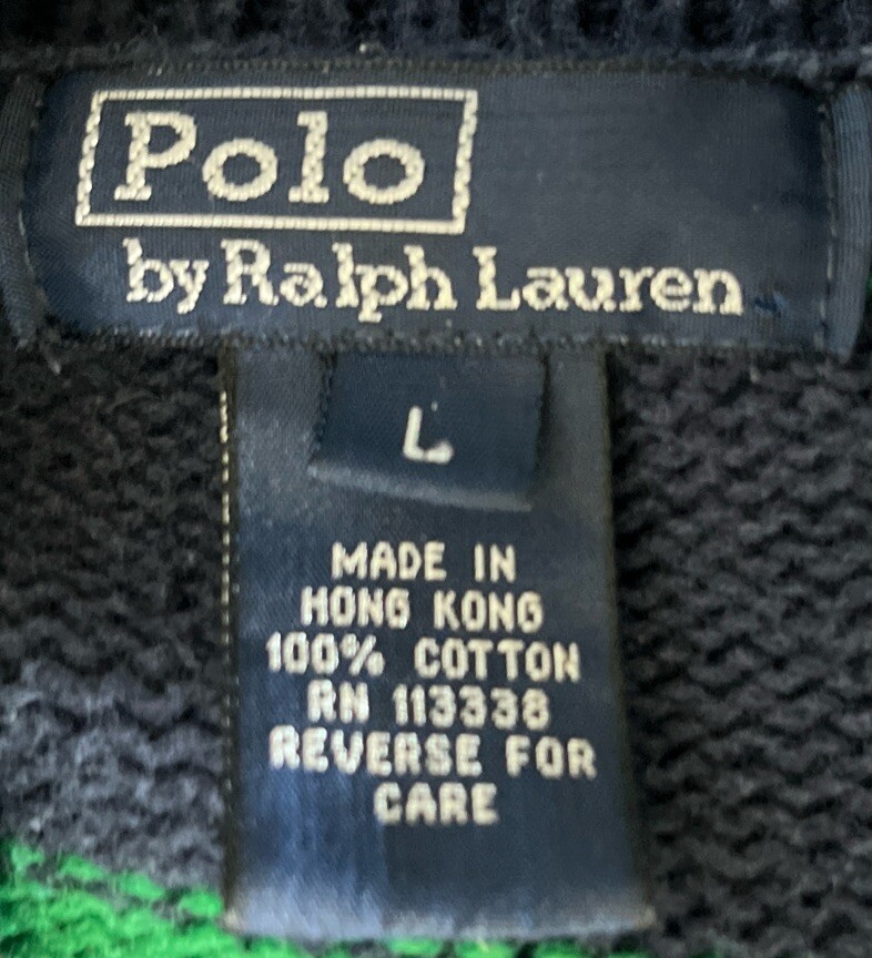 Maglione Ralph Lauren ragazzo taglia L verde blu pony 1 4 zip pullover felpa