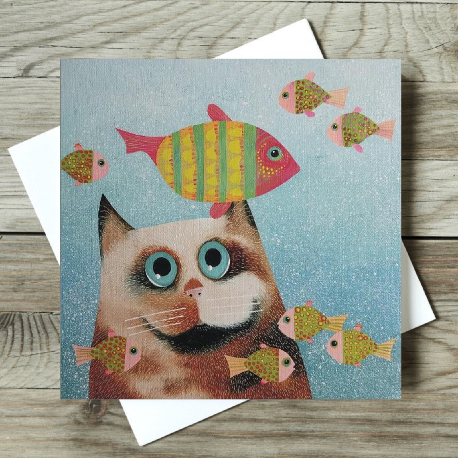 Funny Cat Greeting Card Cat and Fish 'Tank' Vicky Mount Humorous Greetings Blank