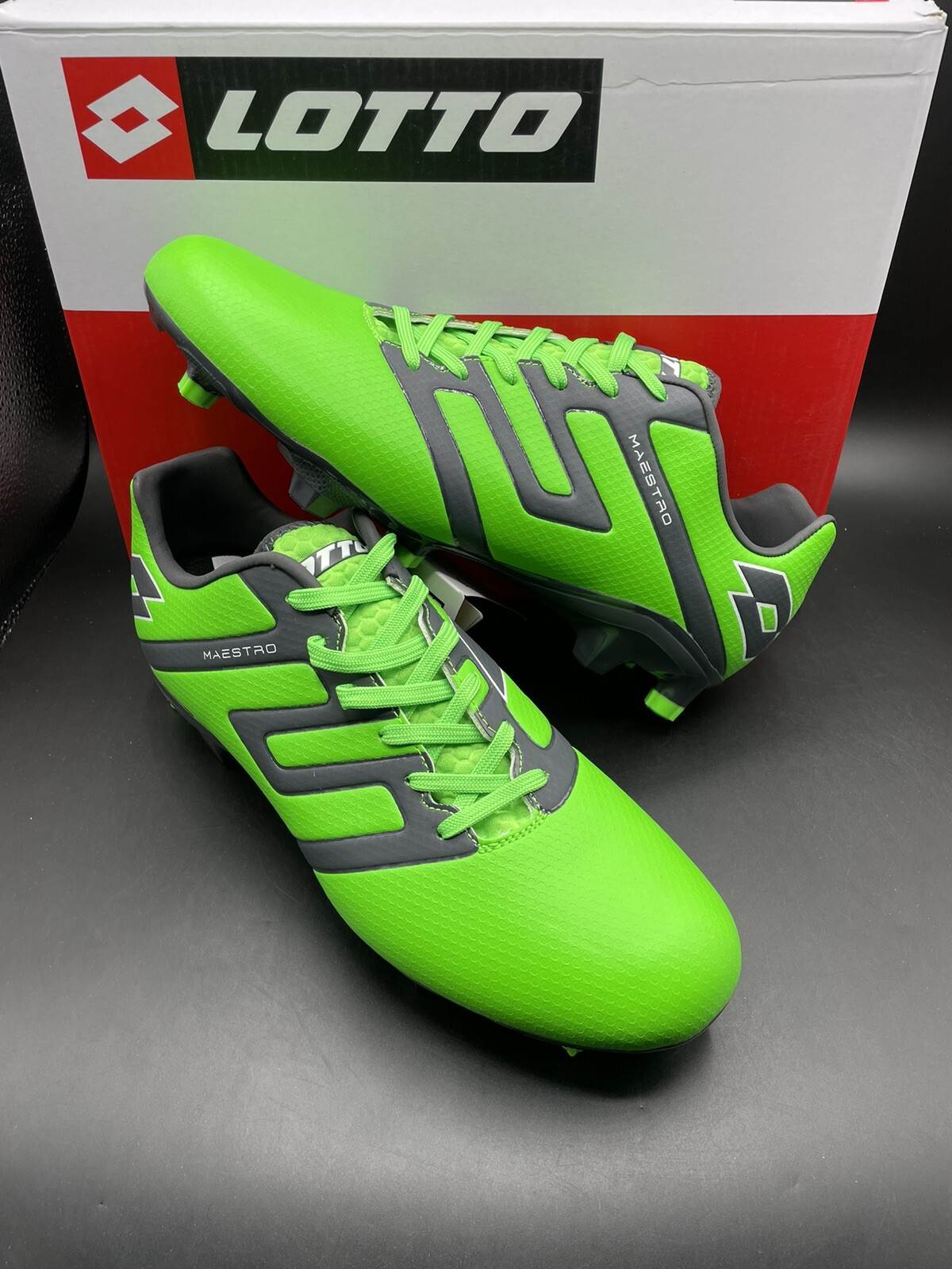 Nuovi tacchetti da calcio italiani verdi Lotto Maestro 300 IV FG da uomo verdi neri taglia 10