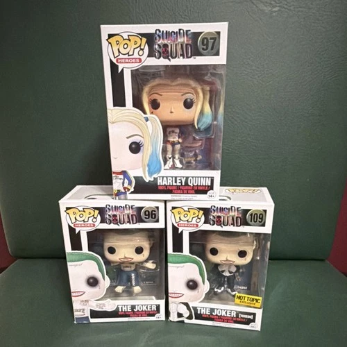 Funko Pop! Vinyl: Suicide Squad Harley Quinn #97 & Joker #96 #109 Hot Topic