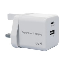 45W Wall Charger Power Adapter Dual Port USB C Fast Charging Travel Plug UK