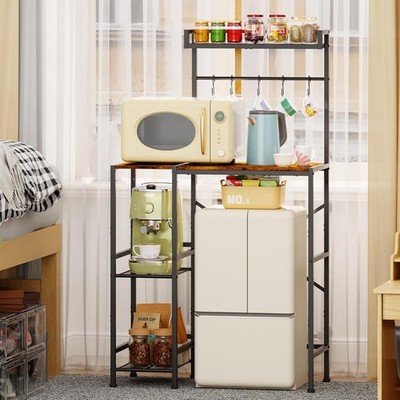 Mini Fridge Stand with Storage Shelves, Kitchen Bakers Rack, Coffee Bar,