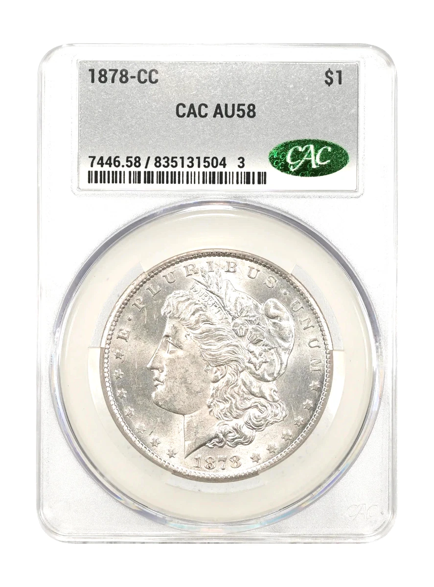 Silver AU 58 Graded 1878 Year Morgan US Dollars (1878-1921) for