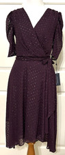 NWT Tommy Hilfiger size 2 purple Polka Dot short sleeve fit & flare dress Womens