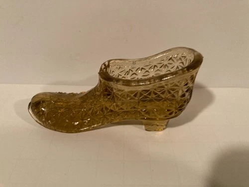 Fenton Vintage Glass Shoe Slipper Yellow Topaz
