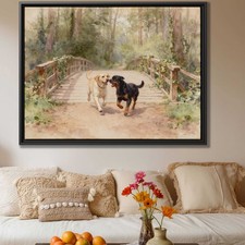 Watercolor Dog Canvas Print Labrador Framed & Rottweiler Wall Art Decor