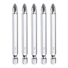 5pcs Magnetic Phillips Screwdriver Bit PH2 1/4" Hex Shank 75mm Long 6.2mm Rod