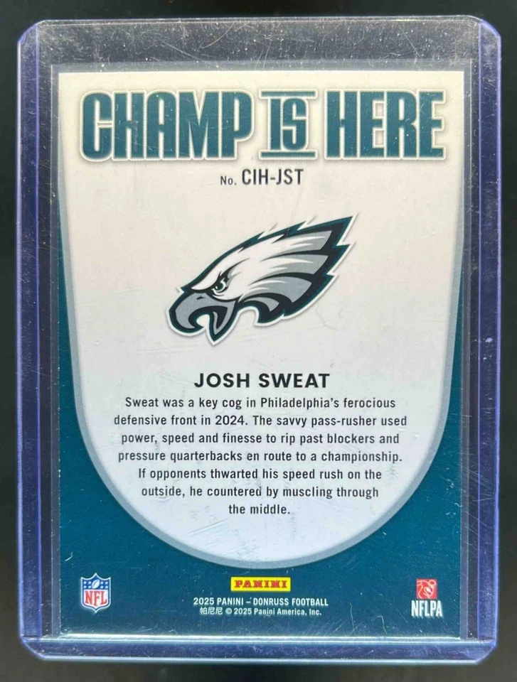 2025 Donruss Josh Sweat Champ is Here Holo #90/100 Eagles - Image 2 of 2