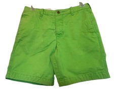 Y2K Hollister Preppy Shorts 32 Lime Green Mens Casual Flat Front Button Fly Logo