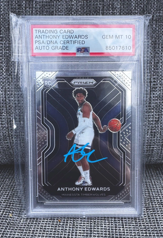 2020 年 Anthony Edwards Panini Prizm #258,罕见 TEAL 签名新秀 PSA 10 GEM 状况完好 — 第 2/4 张图片