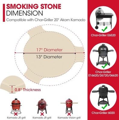 Smoking Stone Heat Deflector for Akorn Kamado Large Big Green Egg