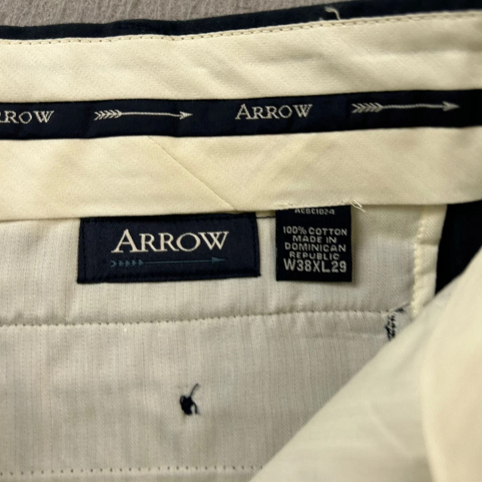 Arrow Pants Mens 38X29 Blue Pleated Exact Fit Non Wrinkle Straight Leg NWT - Image 2 of 4