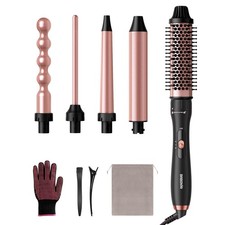 5 in 1 Curling Wand Set, Multi Hair Styler with Thermal Curling Brush and 4 I...