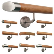 Handlauf Holz Lärche Geländer Wandhandlauf Treppe Eingang Griff Rundholz V2A