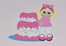 Birthday Cake Girl Blonde Hair. Scrapbook, Card Making Paper Piecing