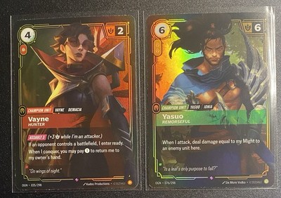 Riftbound Rare Vayne Unit Card/ Yasuo Unit Card